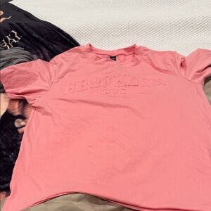 Manfinity Pink Brooklyn NYC SS stretch soft  T-Shirt-NEVER worn-Small